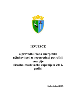 IZVJE&Scaron;ĆE o provedbi Plana energetske učinkovitosti u neposrednoj