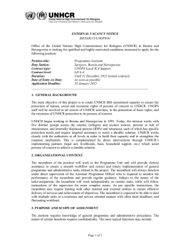 EXTERNAL VACANCY NOTICE BH/SAR/15/UNOPS/01 Office of the