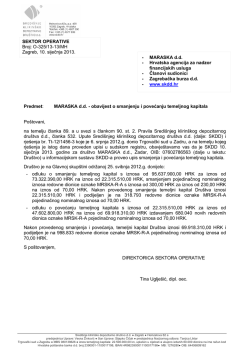 Obavijest SKDD o smanjenju i povećanju temeljnog