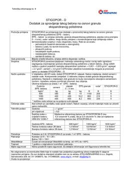 STIGOPOR - D Dodatak za spravljanje lakog betona na osnovi