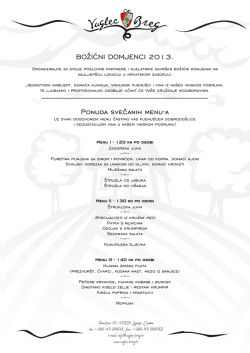 BOŽIĆNI DOMJENCI 2013. Ponuda svečanih menu-a