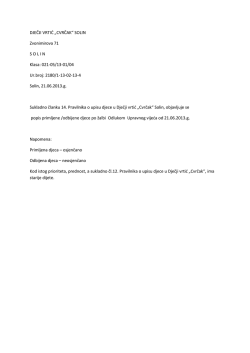 Popis primljene djece nakon žalbenog roka - Dječji vrtić Cvrčak