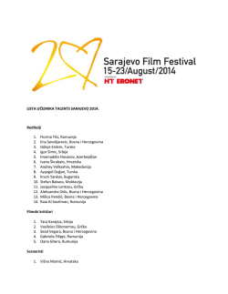 LISTA UČESNIKA TALENTS SARAJEVO 2014. Reditelji 1. Florina