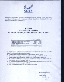 CJENIK NAUTICKIH VEZOV A ZA LUKE DUNAT, SVETA FUSKA I