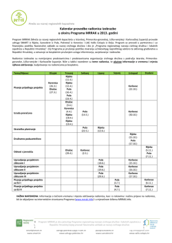 Kalendar provedbe radionica izobrazbe u okviru