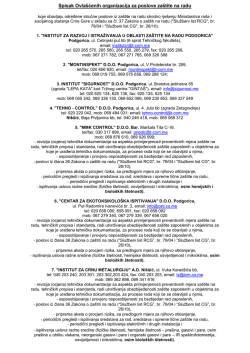 Spisak Ovla&scaron;ćenih organizacija za poslove za&scaron;tite na radu