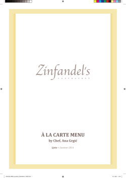 &Agrave; LA CARTE MENU by Chef, Ana Grgić