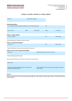 Zahtjev za isplatu naknade za rođenje djeteta