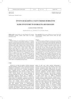 inventar klizi&scaron;ta u slivu rijeke dubračine slide inventory in dubracina