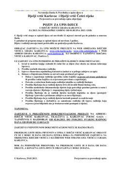 poziv za upis djece za 2013.-14. ped.god