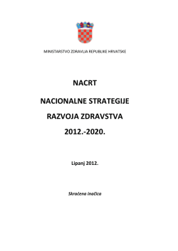 NACRT NACIONALNE STRATEGIJE RAZVOJA ZDRAVSTVA 2012