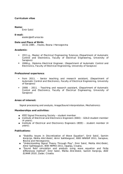Curriculum vitae Name: Emir Sokić E