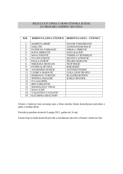 rezultati upisa u dom učenika sušak za školsku godinu 2013/2014.