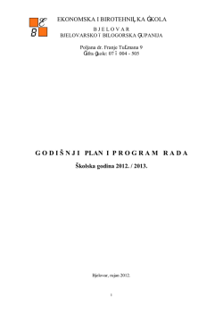 godi &scaron; nji plan iprogramrada - Ekonomska i birotehnička &scaron;kola Bjelovar