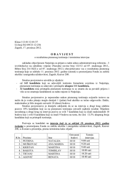 O B A V I J E S T - Fond za za&scaron;titu okoli&scaron;a i energetsku učinkovitost