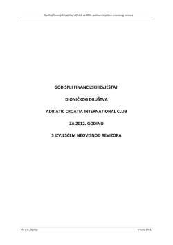 Revidirano godišnje financijsko izvješće za 2012. godinu