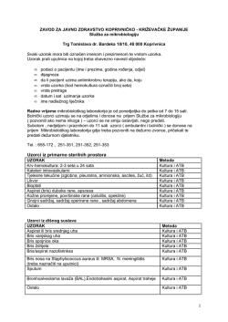 Katalog mikrobiolo&scaron;kih pretraga