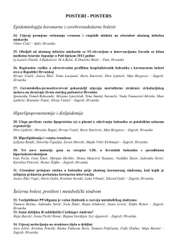 POSTERI - POSTERS Epidemiologija koronarne i