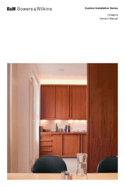 Custom Installation Series CCM818 Owner`s