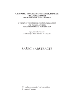 SAŽECI / ABSTRACTS - Hrvatsko društvo za nefrologiju, dijalizu i