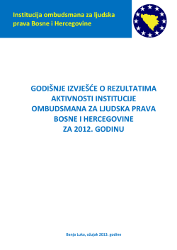 godi&scaron;nje izvje&scaron;će o rezultatima aktivnosti institucije ombudsmana za
