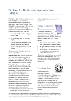 Tip Sheet 6 – The Geriatric Depression Scale (GDS)-15
