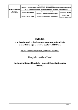 Odluka o prihvaćanju i ocjeni razine za HZZO vjerodajnicu u okviru