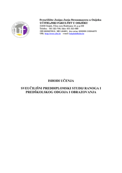 ishodi učenja sveučili&scaron;ni preddiplomski studij ranoga i pred&scaron;kolskog