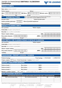 zahtjev za financiranje obrtnika i slobodnih zanimanja