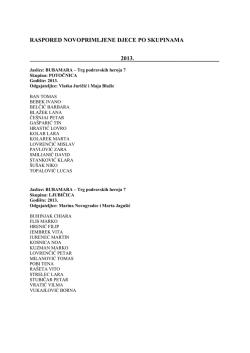 raspored novoprimljene djece po skupinama 2014-2015