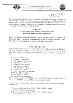 Odluka o izboru -Perforirani limovi i mreže za sita