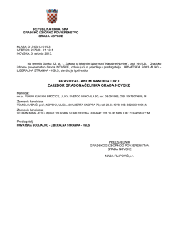 pravovaljanom kandidaturu za izbor gradonačelnika grada novske