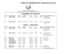 POPRAVNI I PREDMETNI ISPITI, LJETNI ROK 2013./2014
