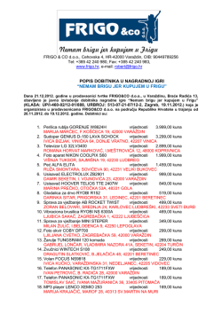 POPIS DOBITNIKA U NAGRADNOJ IGRI &ldquo;NEMAM BRIGU