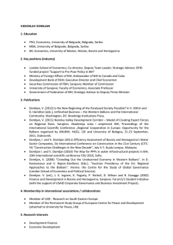 VJEKOSLAV DOMLJAN 1. Education • PhD, Economics, University