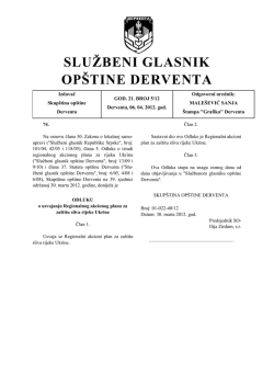SLUŽBENI GLASNIK OP&Scaron;TINE DERVENTA