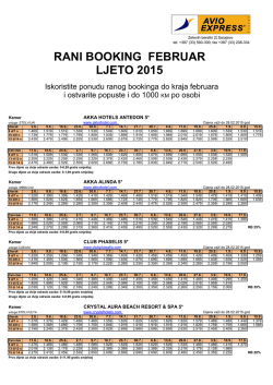RANI BOOKING FEBRUAR LJETO 2015