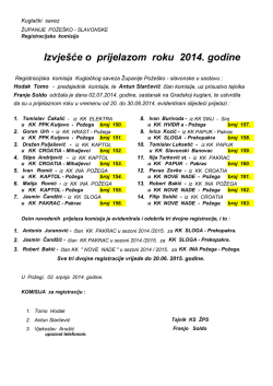 Izvje&scaron;će o prijelazom roku 2014. godine