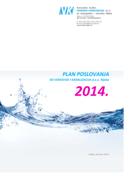 PLAN POSLOVANJA KD VODOVOD I KANALIZACIJA doo ZA 2014.