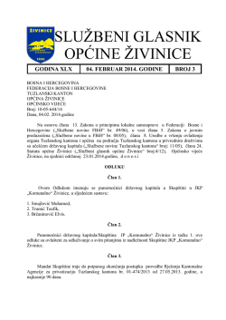 Službeni glasnik, broj 3/14 od 04.02.2014. godine