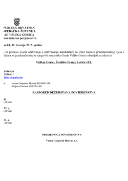 REPUBLIKA HRVATSKA ZAGREBAČKA ŽUPANIJA GRAD VELIKA