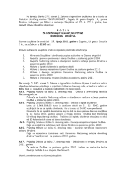 poziv na Glavnu skup&scaron;tinu