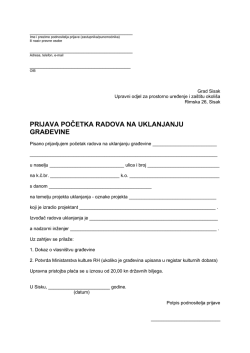 prijava početka radova na uklanjanju građevine