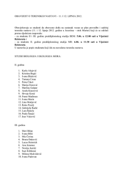 OBAVIJEST O TERENSKOJ NASTAVI &ndash; 11. I 12. LIPNJA 2012