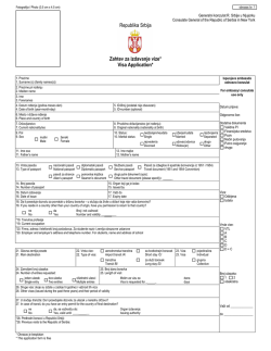 Republika Srbija Zahtev za izdavanje vize* Visa Application*