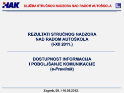 REZULTATI STRUČNOG NADZORA NAD RADOM AUTO&Scaron;KOLA (I