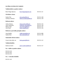 SLUŽBA ZA POSLOVE NABAVE Voditelj službe za poslove nabave