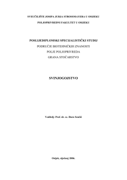 Svinjogojstvo - Poljoprivredni fakultet u Osijeku