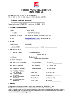 POSEBNI PRAVILNIK ZA DISCIPLINU MOTOCROSS MX