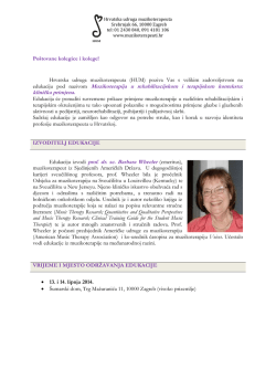 edukaciju pod nazivom Muzikoterapija u rehabilitacijskom i